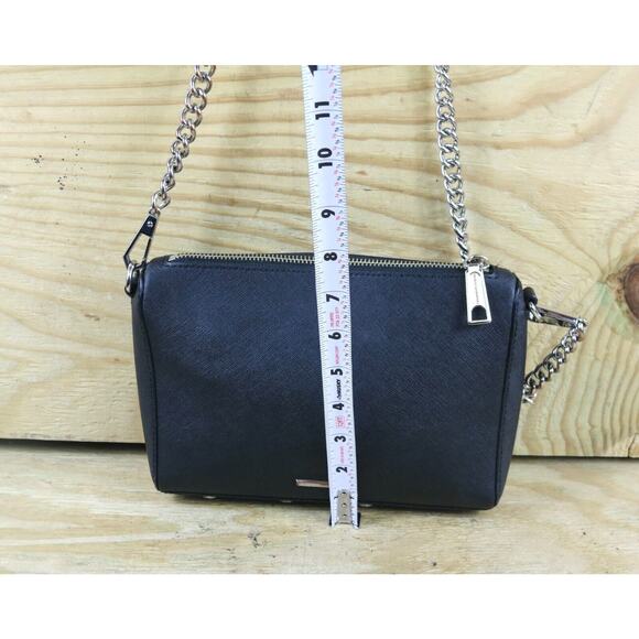 Rebecca Minkoff Crossbody Bag Black Leather Avery Link Chain Bottom Studs - Picture 10 of 11